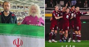 اهتزار پرچم ایران در ورزشگاه میلان علیه آمریکا و اسرائیل